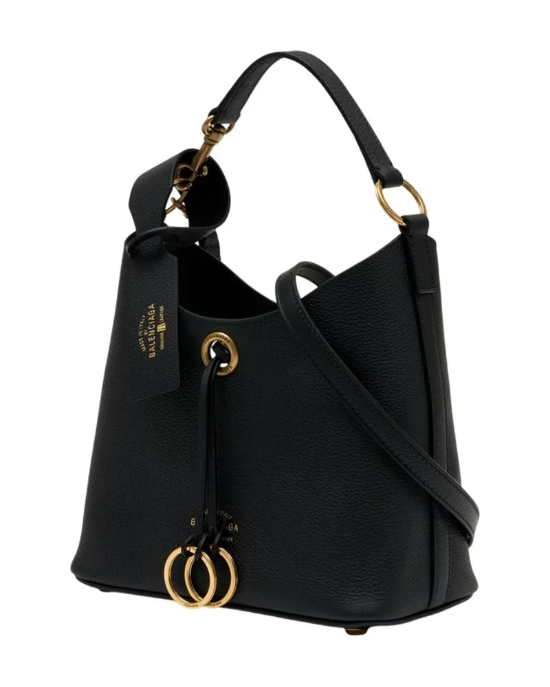 Balenciaga Women's Carrie Shoulder Bag -  Leather Black Calfskin Shoulder-Hobo-Bags Black