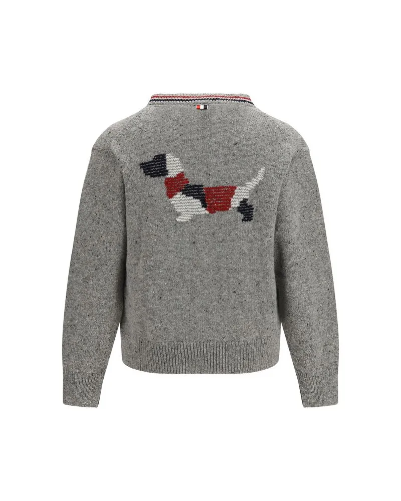 Thom Browne Men's Gray Wool Oves Aries Cardigan Clothing Gray