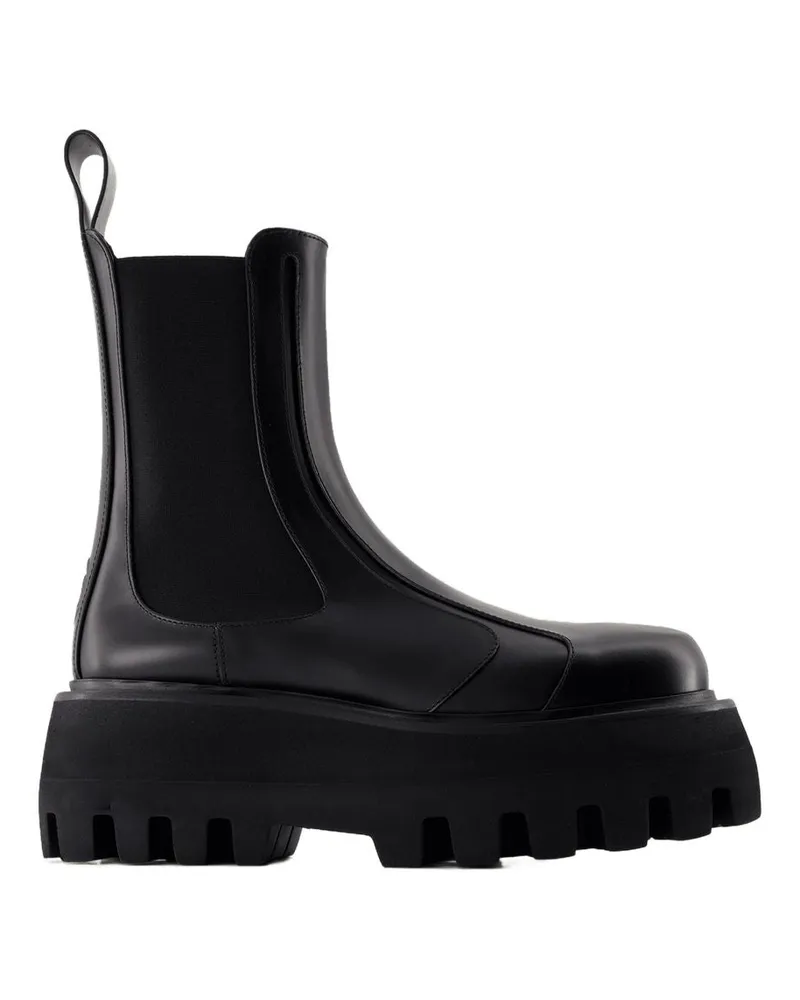 Alexander McQueen Women's Rubber Boots -  Leather Black Calfskin Shoes Ankle-Boots Black
