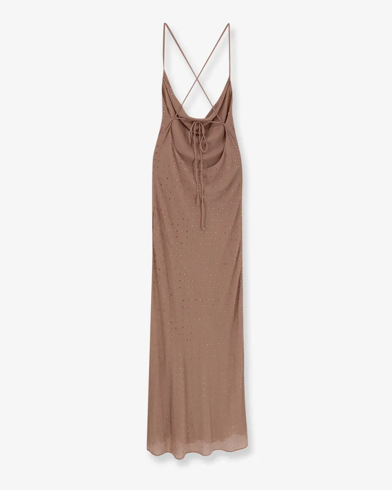 Pinko Women's Farro Long Dress With Rhinestones Pink Polyester Pink