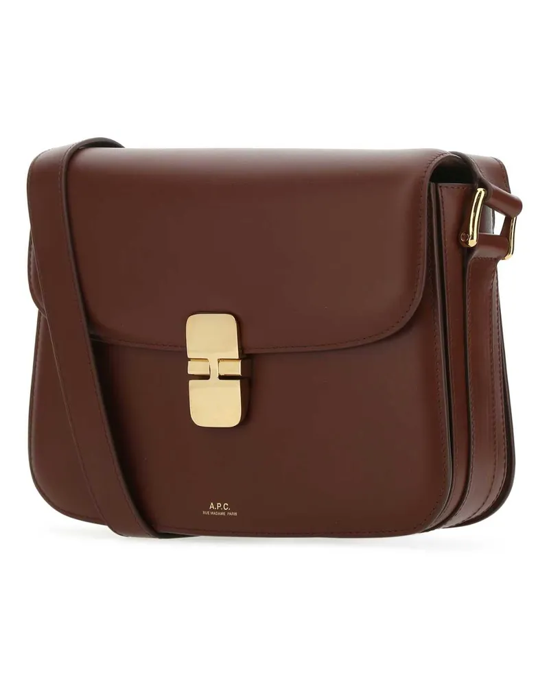 A.P.C. Women's Bordeaux Leather Grace Crossbody Bag Noisette Vache Borse A Tracolla Brown