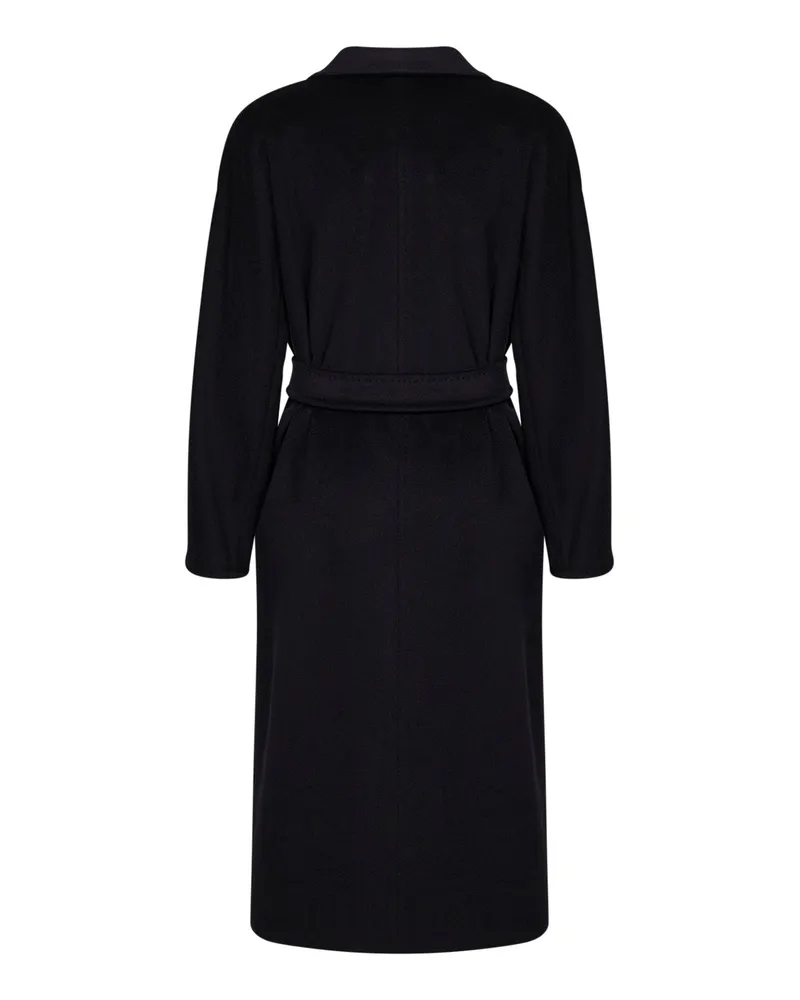 Max Mara Women's Belted Coat Madame Black Virgin Wool Black
