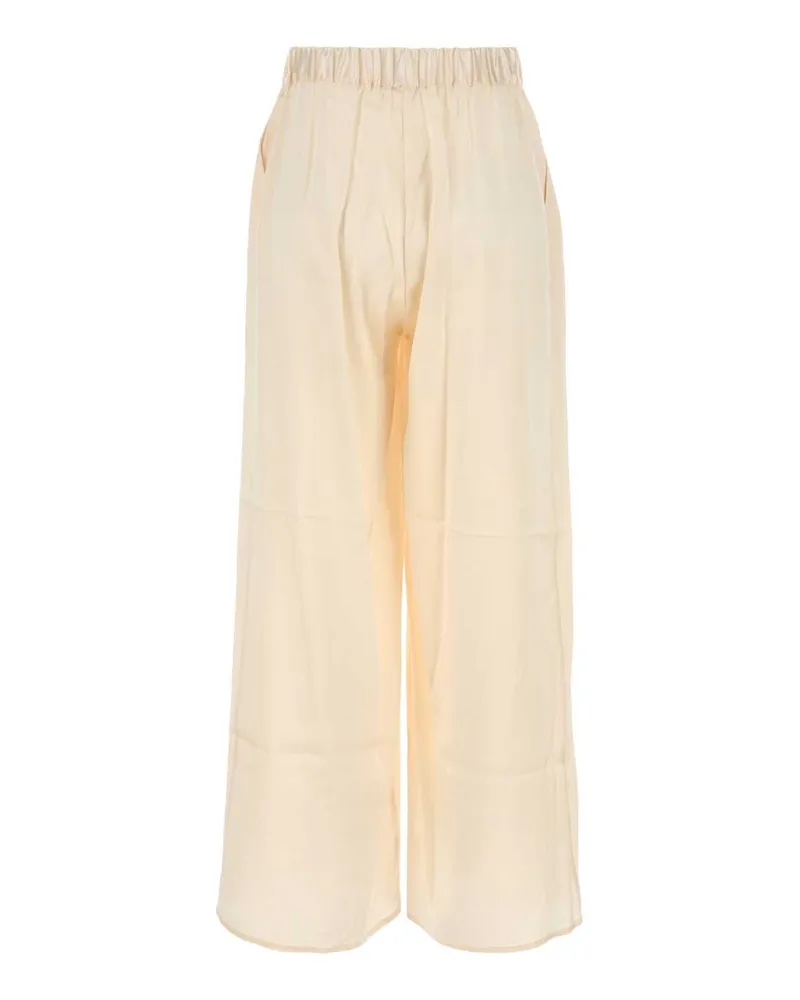Le Kasha 1918 Women's Ivory Silk Wide-Leg Pant White Exterior: Pantaloni White