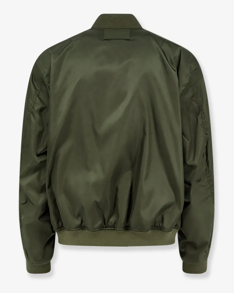 Balenciaga Men's Nylon Bomber Jacket Green With Orange Lining Polyamide Green