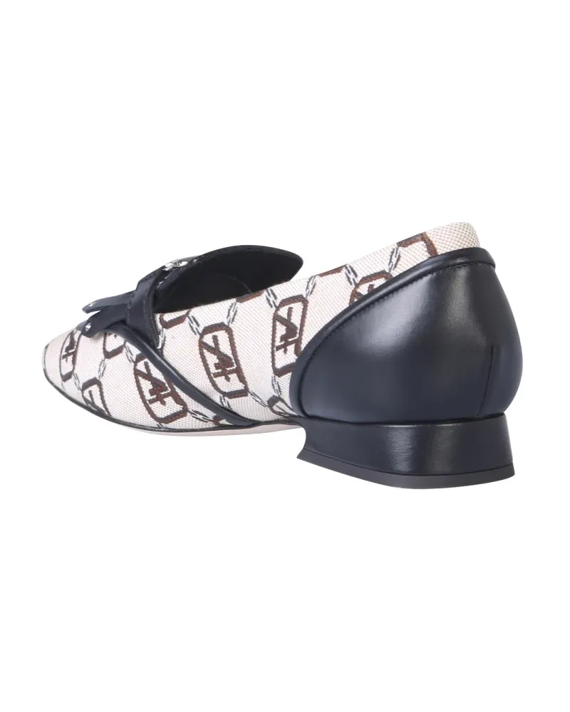 Alberta Ferretti Logo Cotton Moccasin Flat — Multicolor Multicolor
