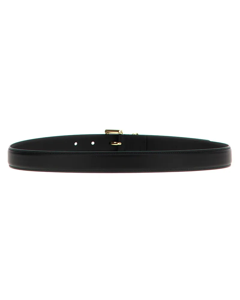 Ferragamo Gold Double Gancini Belt — Black Black