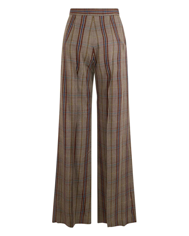 Vivienne Westwood Women's Palazzo Pants Checked Multicolour Viscose Wide-Leg Trousers 