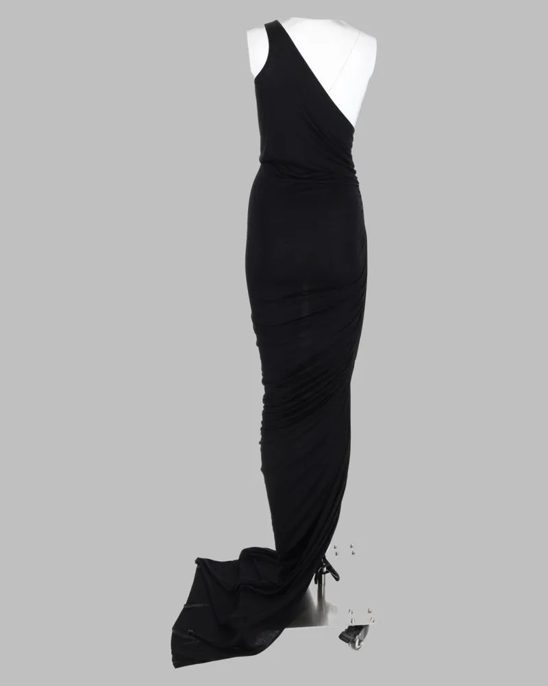 Rick Owens Lilies One-Shoulder Asymmetric Dress — Black Black