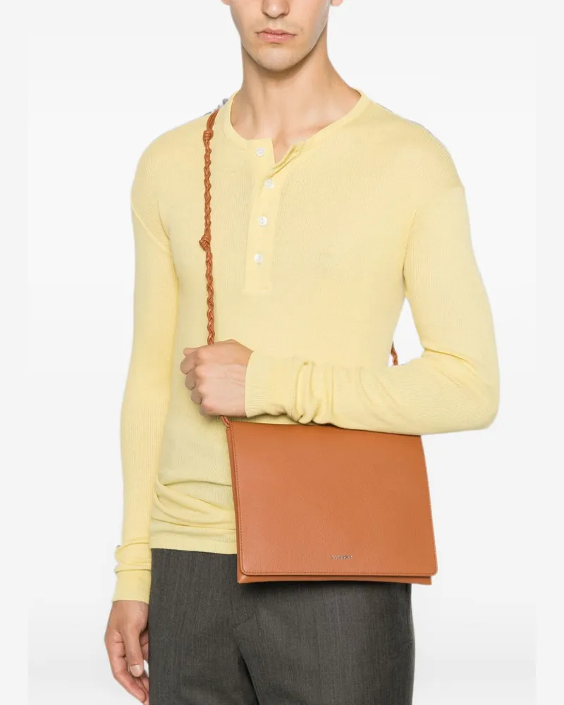 Jil Sander Leather Crossbody Bag — Tan Brown Tan