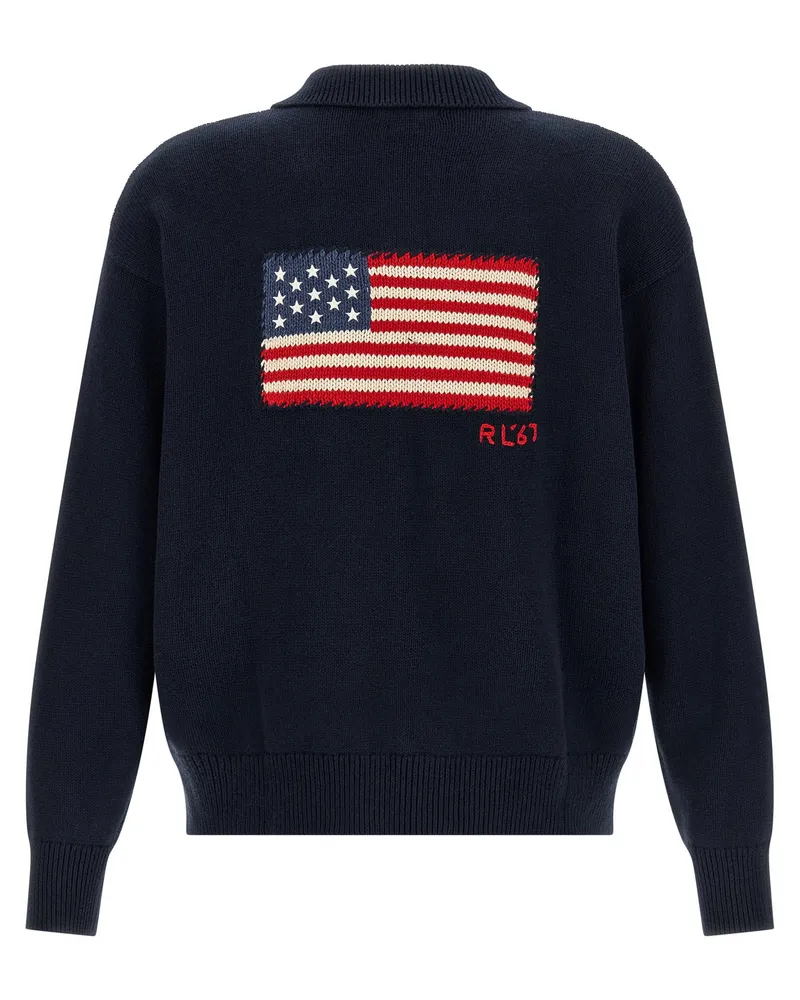 Ralph Lauren Logo-Embroidered Cotton Sweater — Navy Navy
