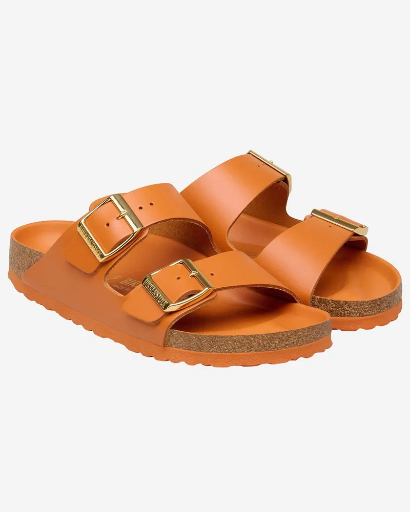 Birkenstock Unisex Sandals Arizona Orange Leather Slippers Flat Shoes Orange