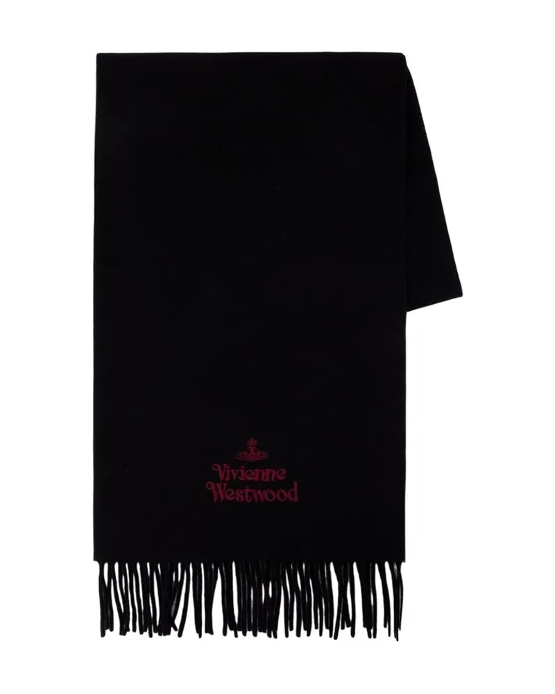Vivienne Westwood Wool Fringed Scarf — Black Black