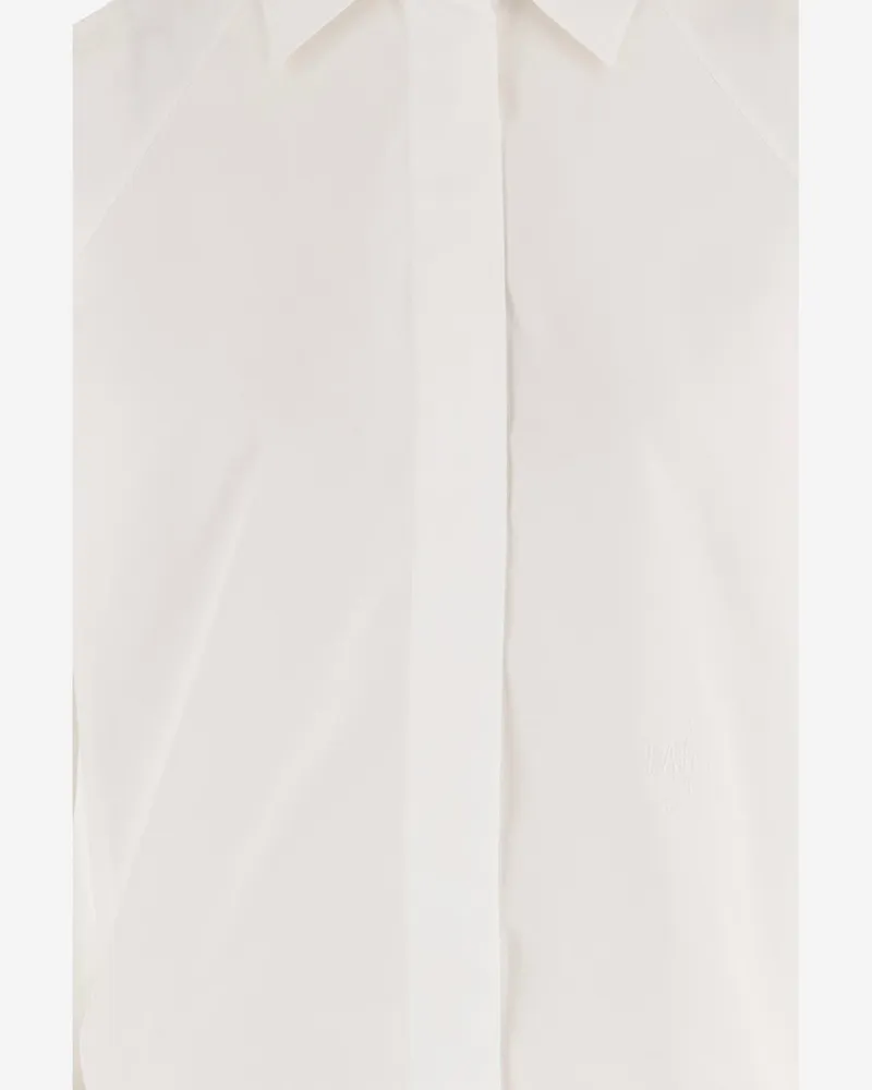 Patou Women's Cotton Blouse With Tied Sleeves White Organic Shirt White