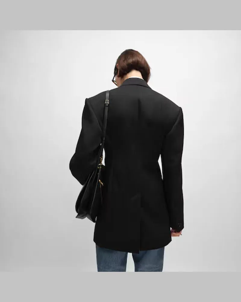 Celine Single-Breasted Wool Blazer — Black Black