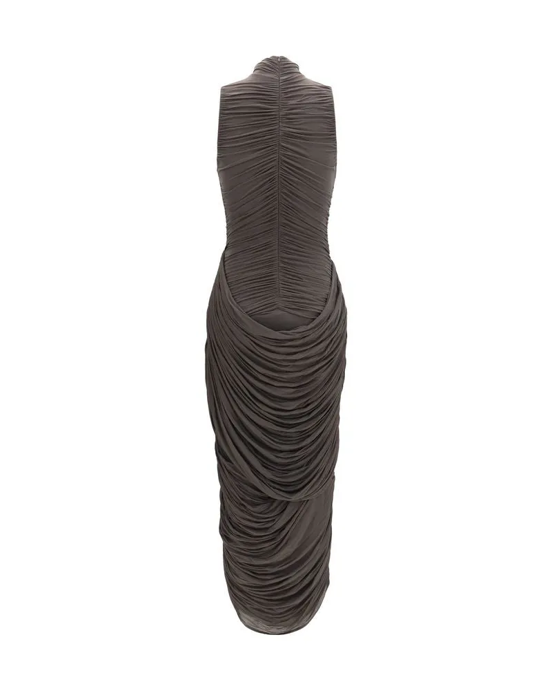 Magda Butrym Women Gray Copper Cocktail Dress Gray