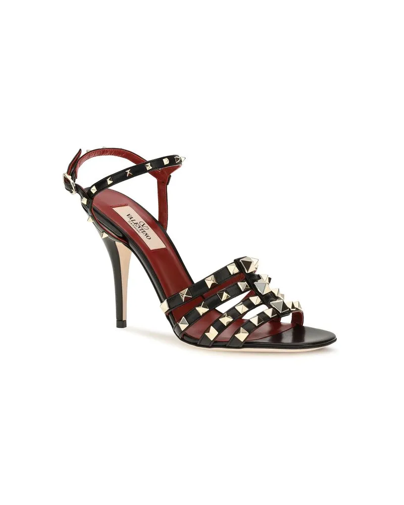 Valentino Garavani Women's Black Goatskin Stiletto Heel Sandals Black