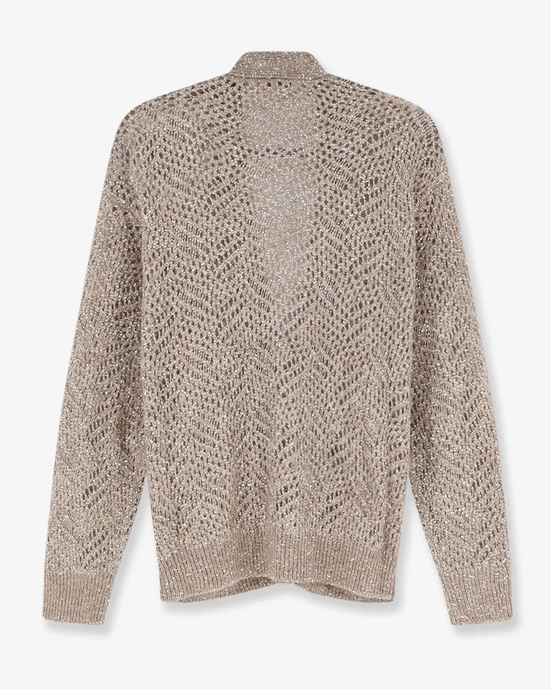 Brunello Cucinelli Women's Cardigan Mohair Blend Grey Nylon Sweater Gray