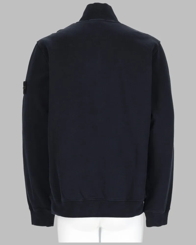 Stone Island Men's Short Zip Cotton Sweatshirt Blue Sweatshirts Sweater Navy