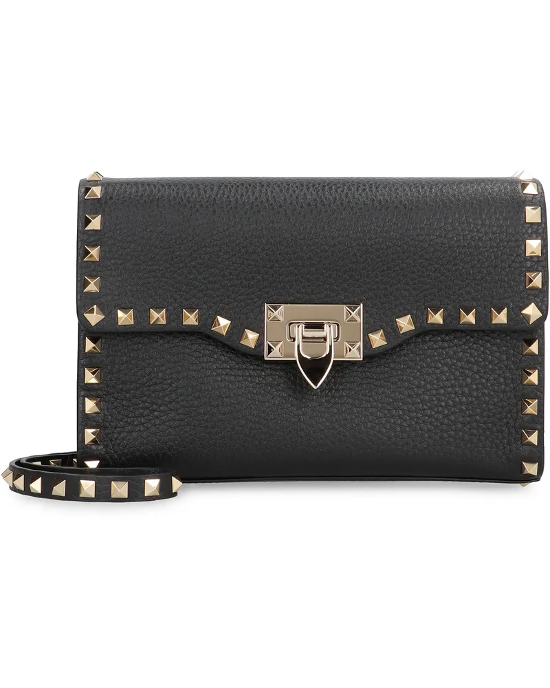Valentino Garavani Women's Valentino Rockstud Small Leather Crossbody Bag Black Calf Shoulder Black