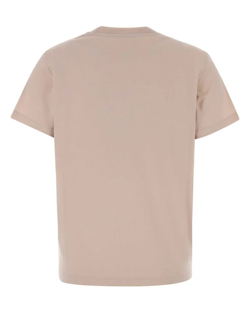 Moncler Logo-Embroidered Cotton T-Shirt — Pink Pink