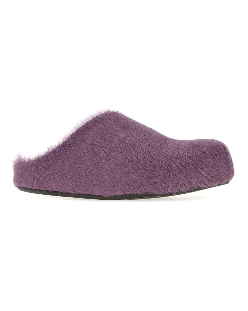 Marni Women's Purple Calf Hair Fussbett Slippers Lightlilac Flat Shoes Purple