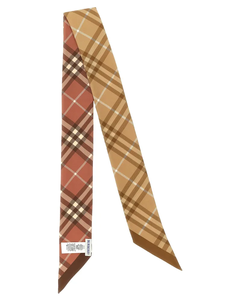 Burberry Double-Sided Burberry Check Silk Scarf — Beige Beige
