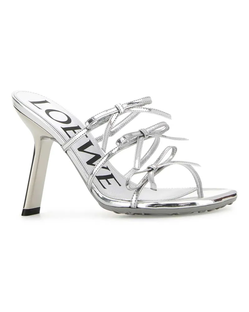 Loewe Women's Metallic Strappy Sandal Silver Calf Silver