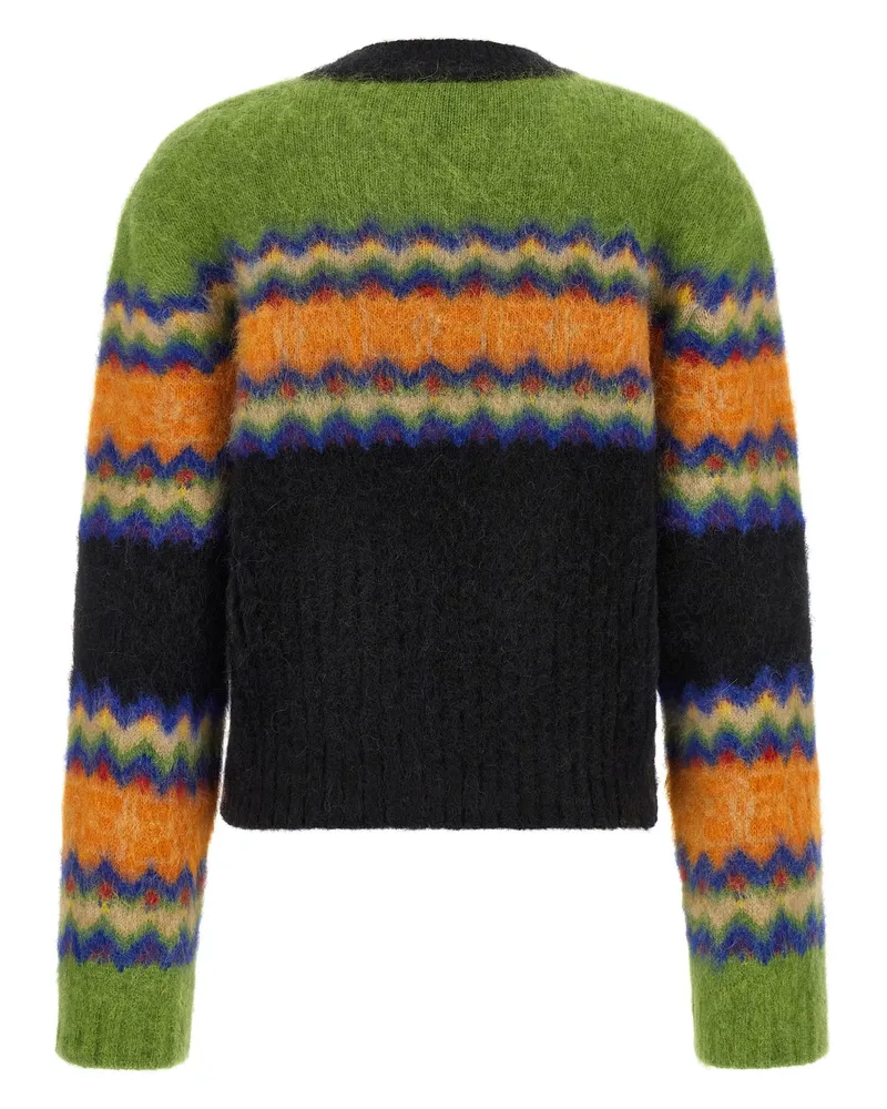 Ganni Fair Isle Zigzag Sweater — Black Black