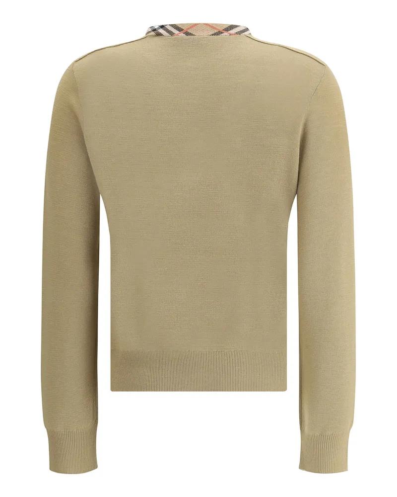 Burberry Women Knit Cardigan Flax Wool Sweater Beige