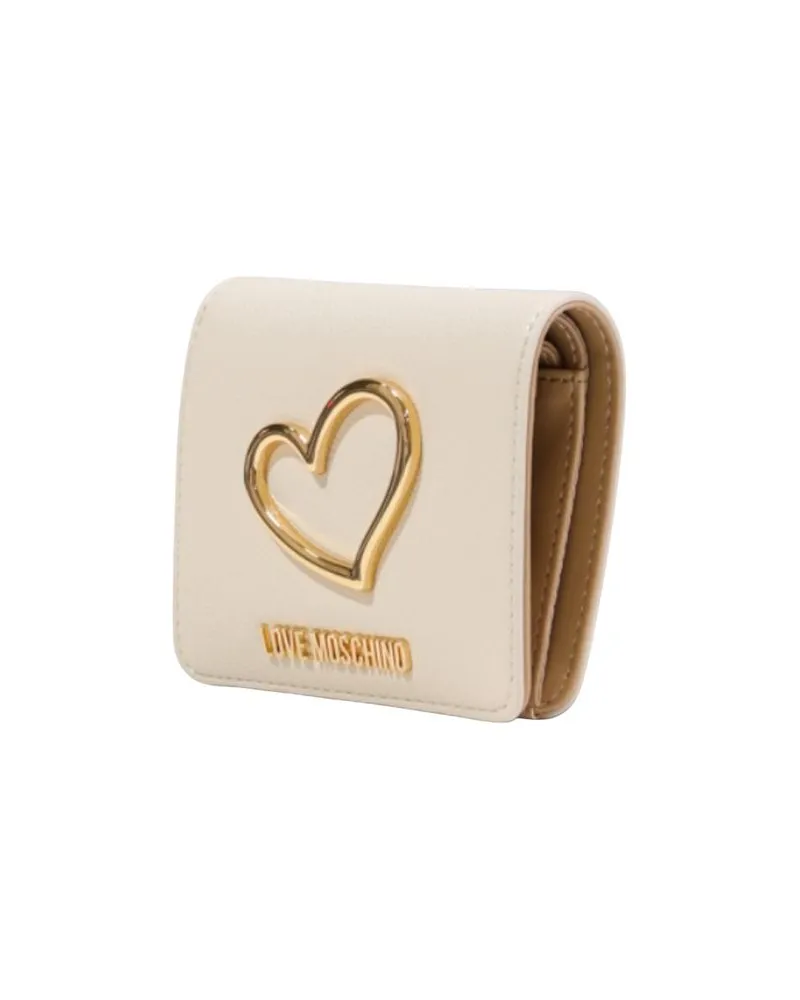 Moschino Gold Heart-Embellished Wallet — Beige Beige