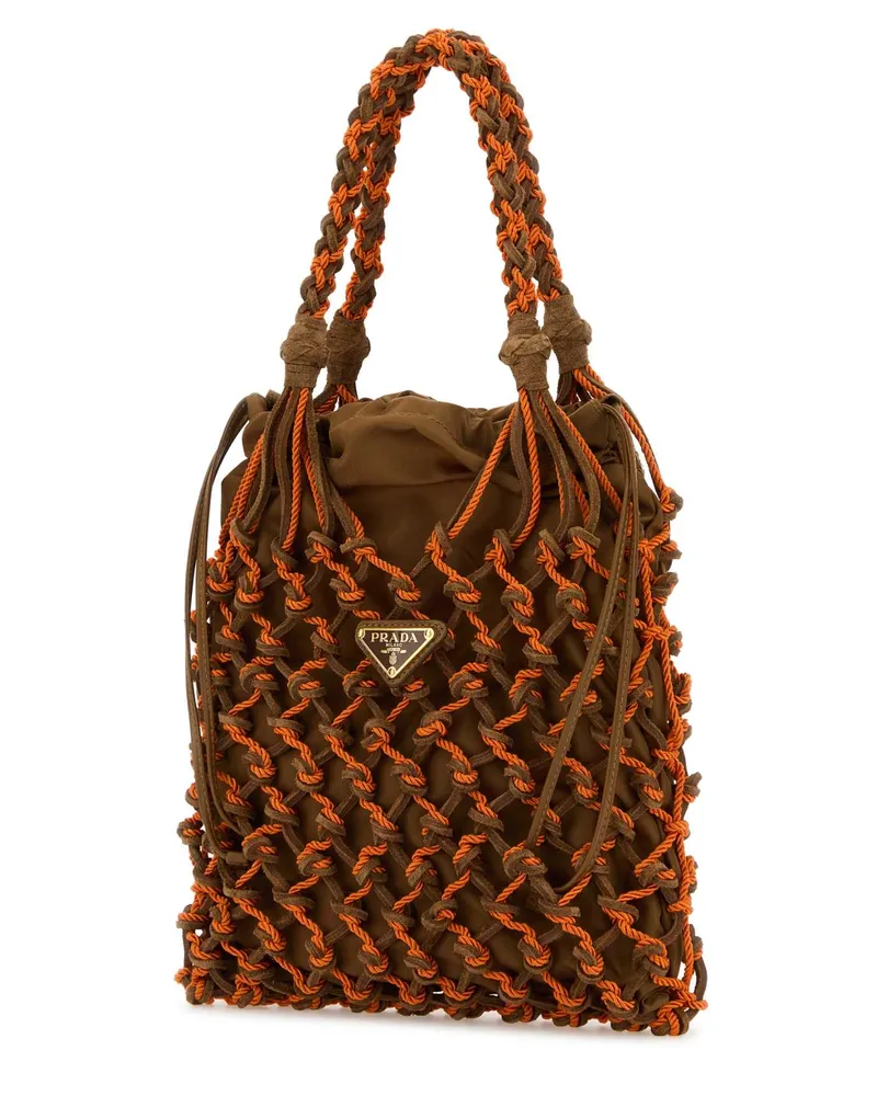 Prada Women's Mano Shoulder Bag Brown Recycledpolyamide Calfleather Brown