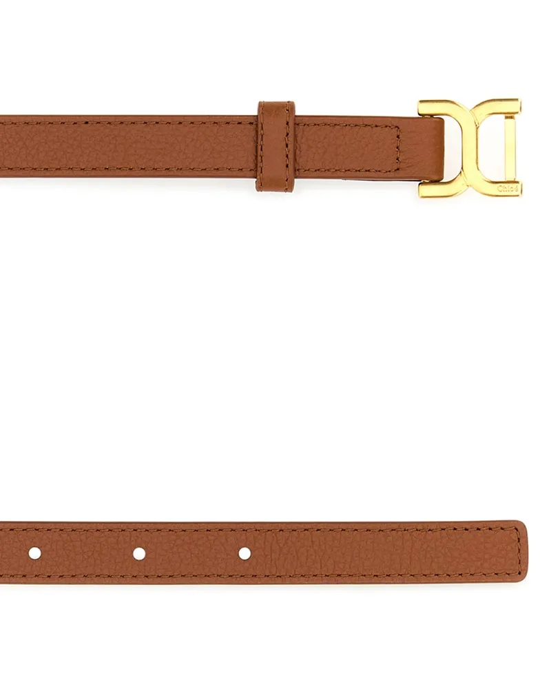 Chloé Logo Buckle Belt — Brown Brown