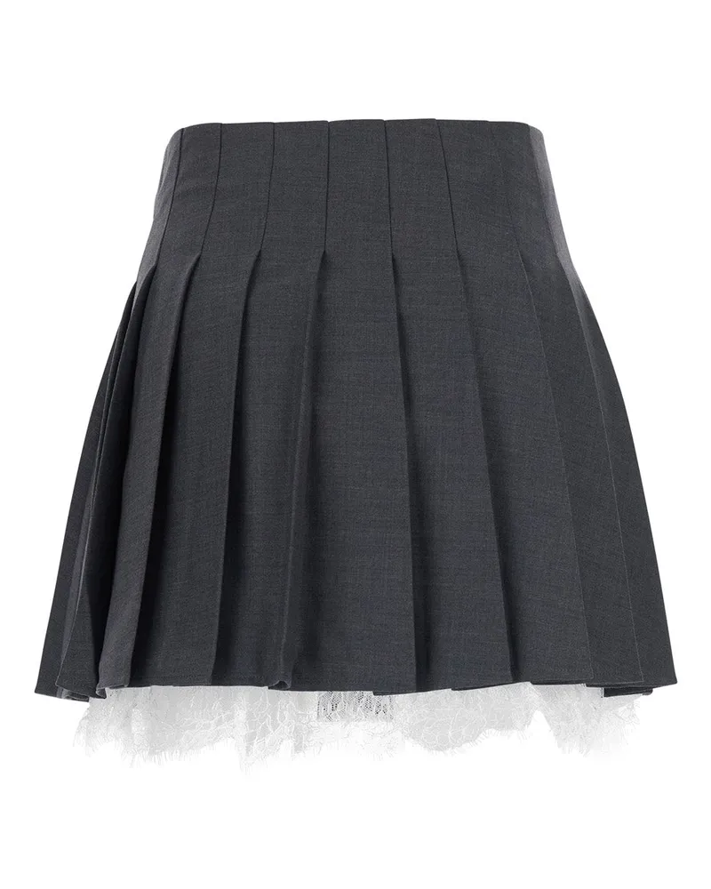 Self-Portrait Women's Skirt With Lace Trim, Grey Gray