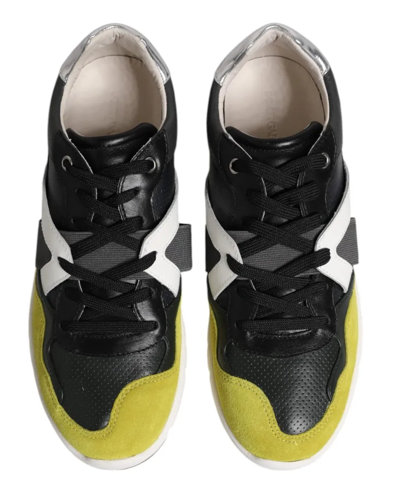 Dolce & Gabbana Multicolor Lace Up Low Top Men Sneakers Shoes Calf Leather Cotton Multicolor