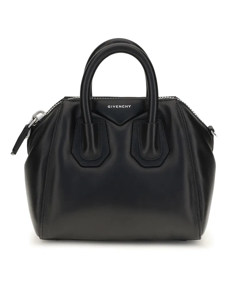 Givenchy Women's Handbag Antigona Bomber Mini Black Lamb Leather Shoulder Bags Black