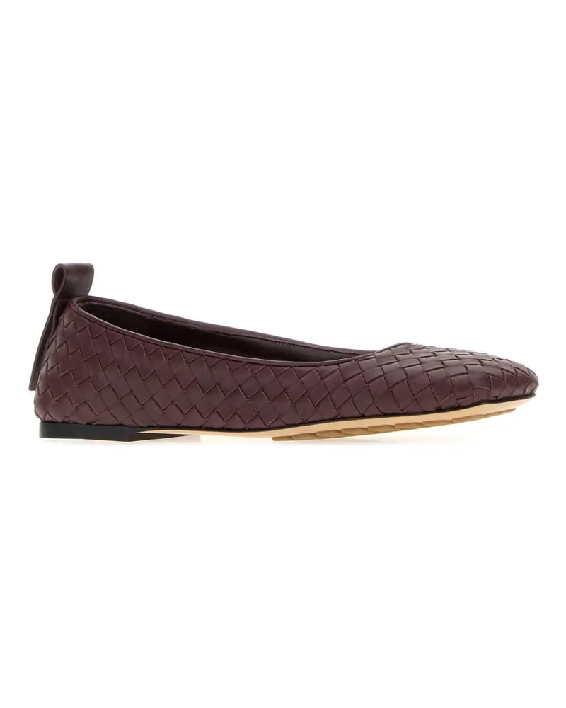 Bottega Veneta Women's Aubergine Leather Charlotte Ballerinas Mahogany Ballerine Flat Shoes Mahogany