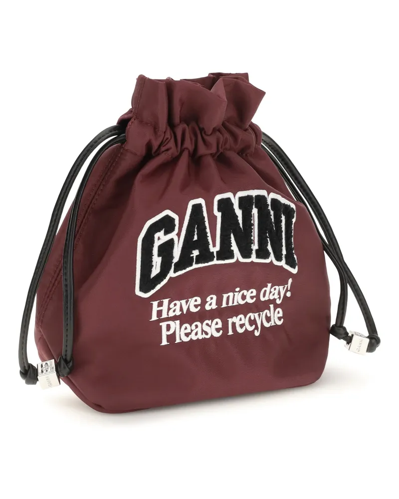 Ganni Women's Nylon Pouch Windsor Wine Clutches Burgundy
