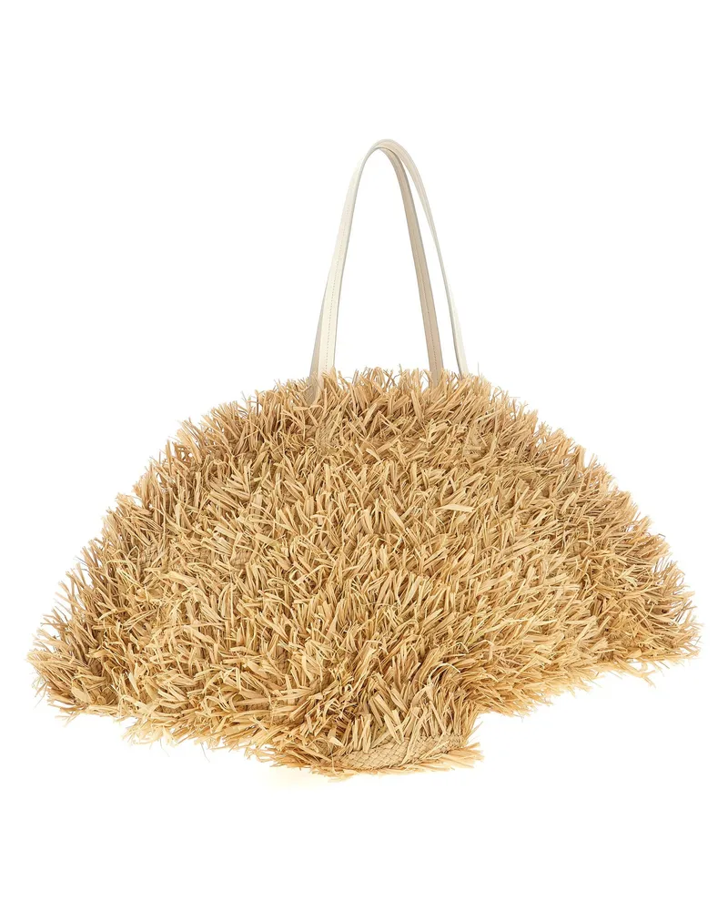Roger Vivier Fringe Raffia Tote Bag — Beige Beige