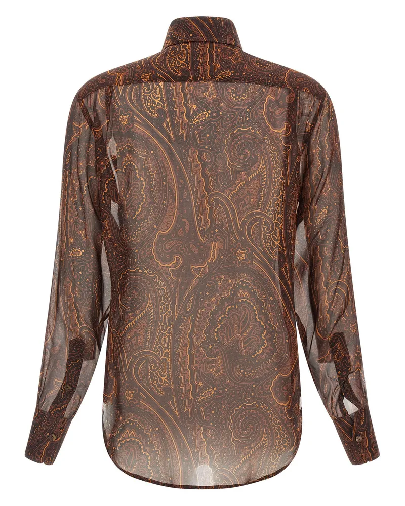 Etro Paisley Silk Blouse — Brown Brown