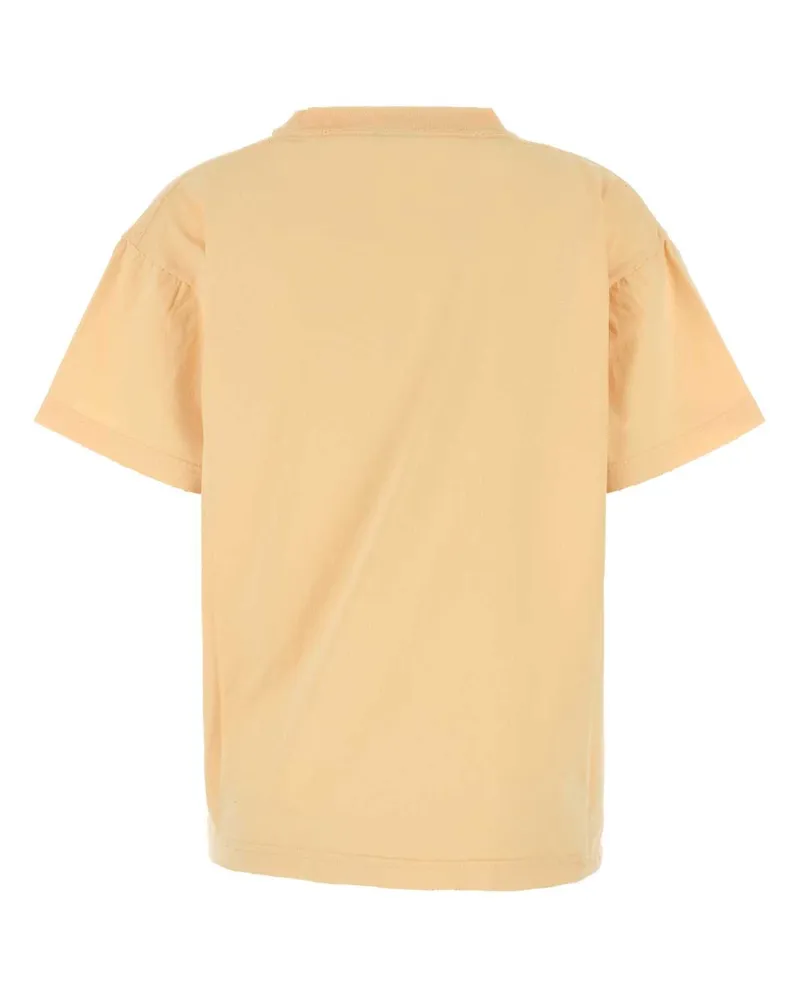 Balenciaga Women Pastel Orange Cotton Oversize T-Shirt Pale Yellow Exterior Yellow
