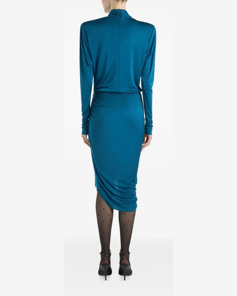 Balmain Draped Midi Dress — Teal Teal