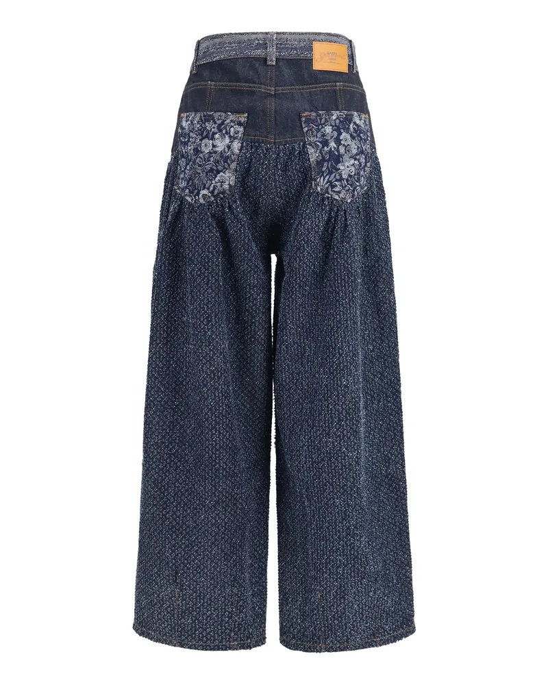 Ganni Embroidered Corset Balloon Jeans — Blue Blue