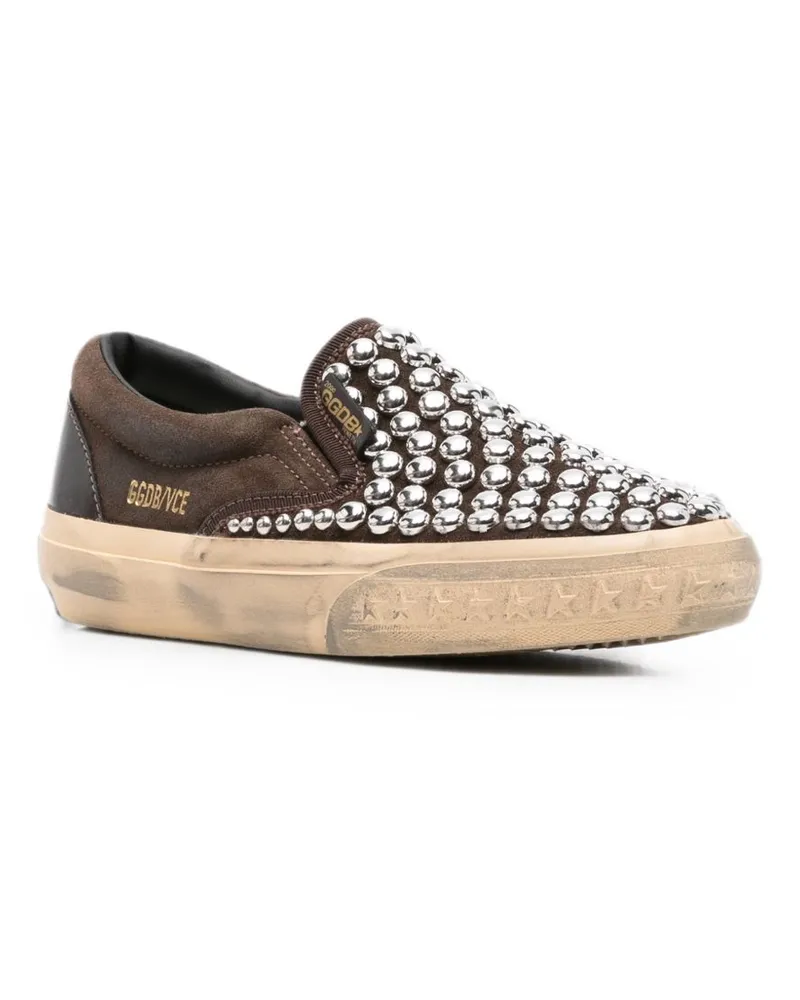 Golden Goose Studded Slip-On Sneakers — Brown Brown