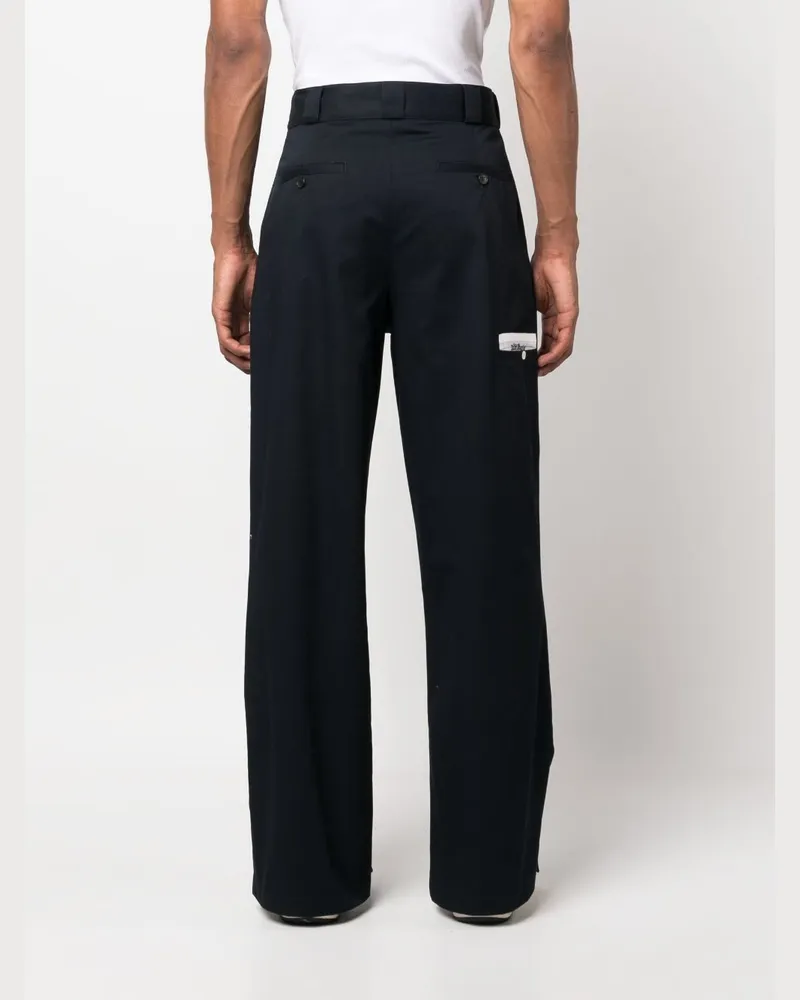 Palm Angels Straight-Leg Cotton Trousers — Black Black
