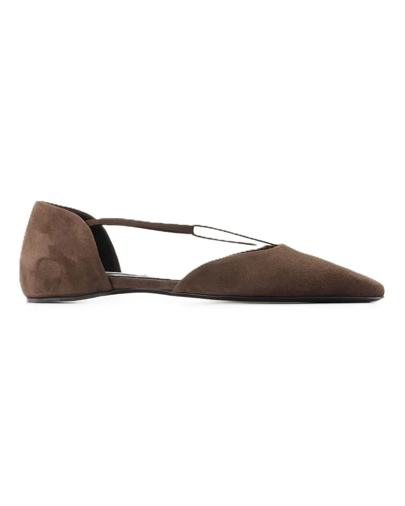 Totême Women's Calfskin T-Strap Ballerina Brown Brown