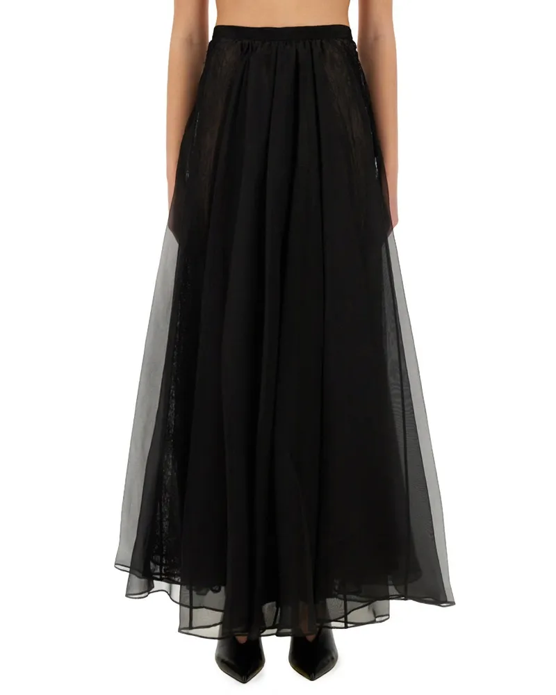 Nina Ricci Voluminous Silk Maxi Skirt — Black Black