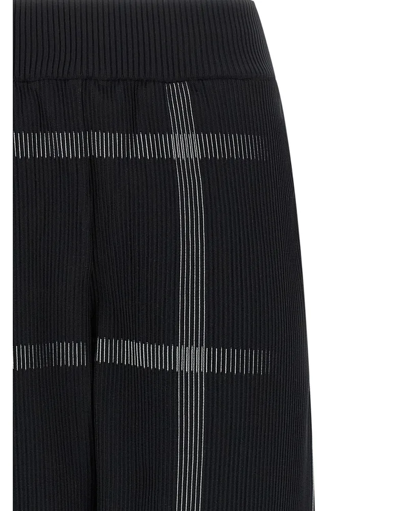 Issey Miyake Pleated Knit Check Jogging Pants — Black Black