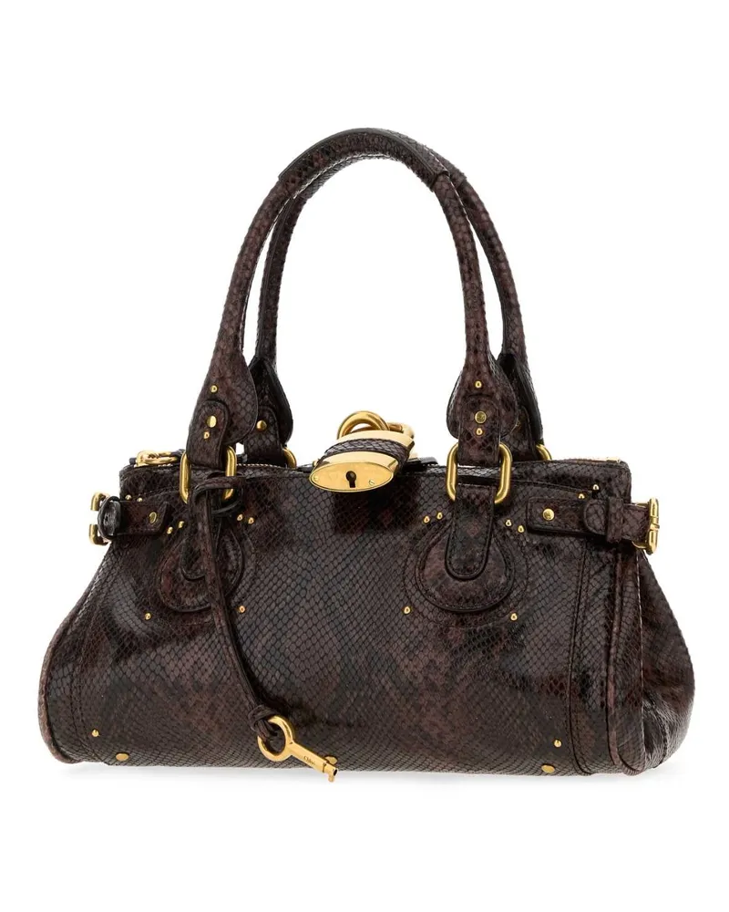 Chloé Women's Printed Leather Paddington Shoulder Bag Kohlbrown Borse A Tracolla Brown