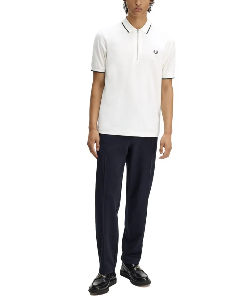 Fred Perry Zip-Placket Cotton Polo Shirt — White White