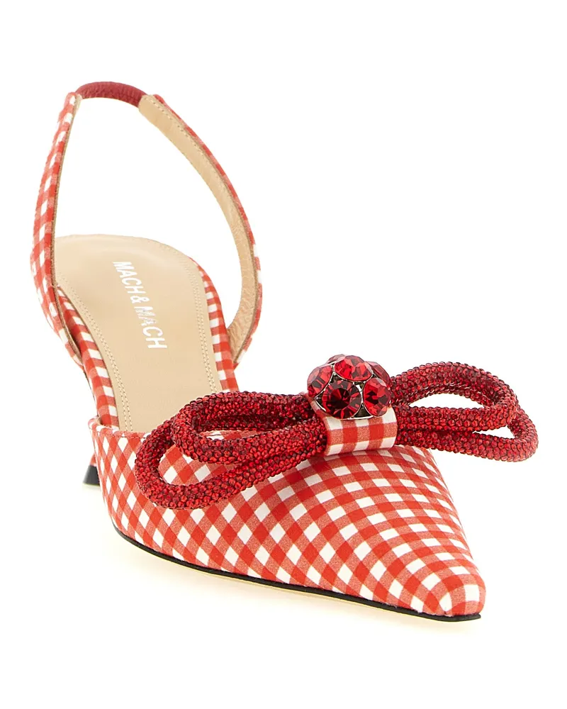 Mach & Mach Women's Multicolor Cotton-Like Mid Heel Pumps Red